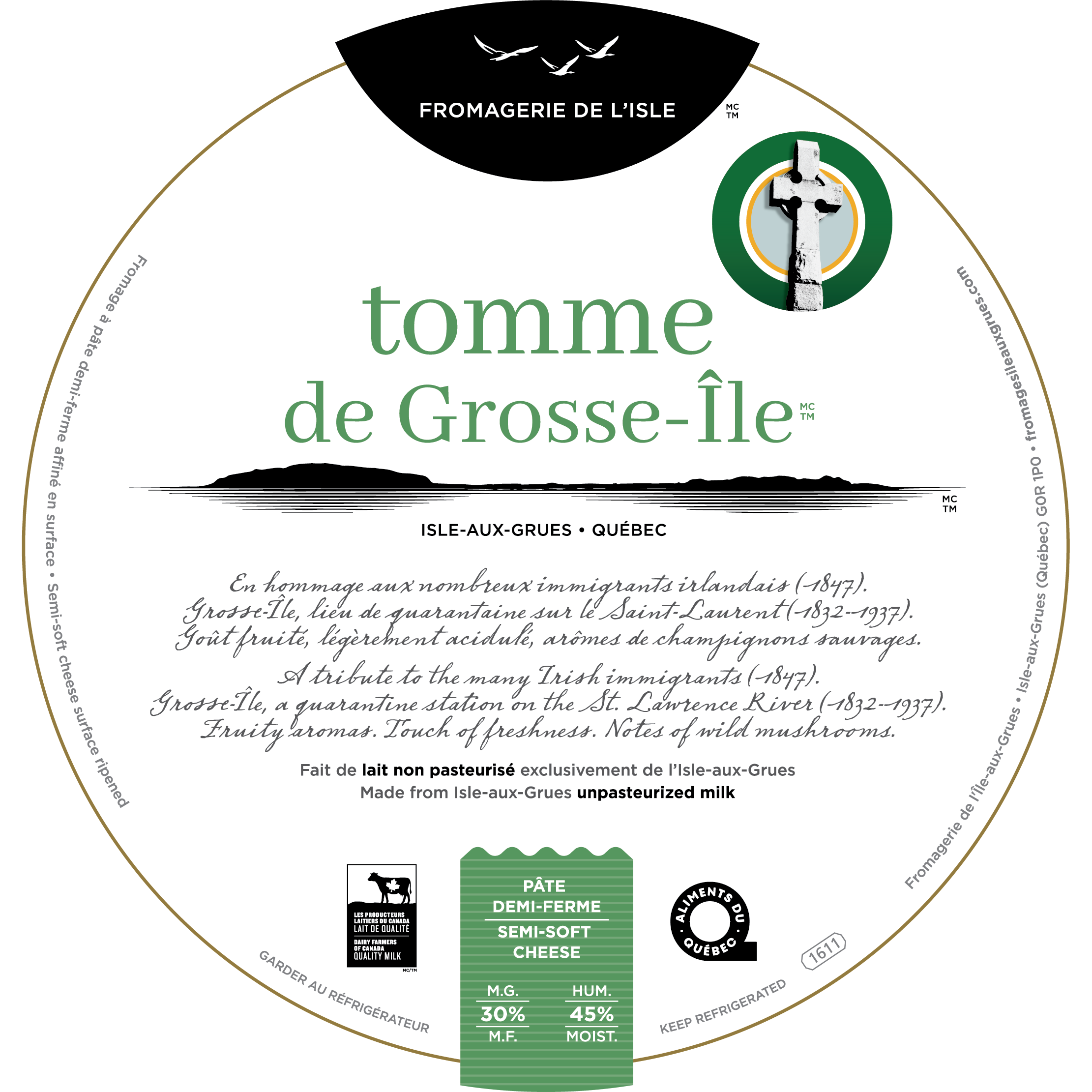 Étiquette - Tomme de  Grosse-Ile